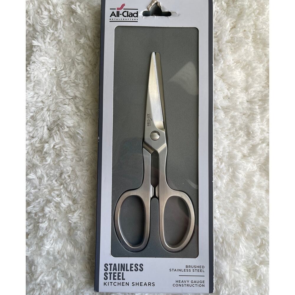 All-Clad Stainless Steel Kitchen Shears Heavy Duty Gauge Serrated Blade NEW